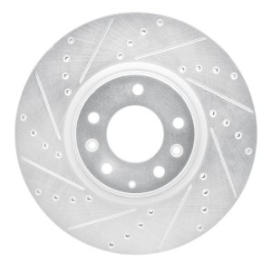 Mazda 6 Brake Rotor (1) - Front Left - R1 Concepts - Drilled & Slotted - Silver - `06-`07